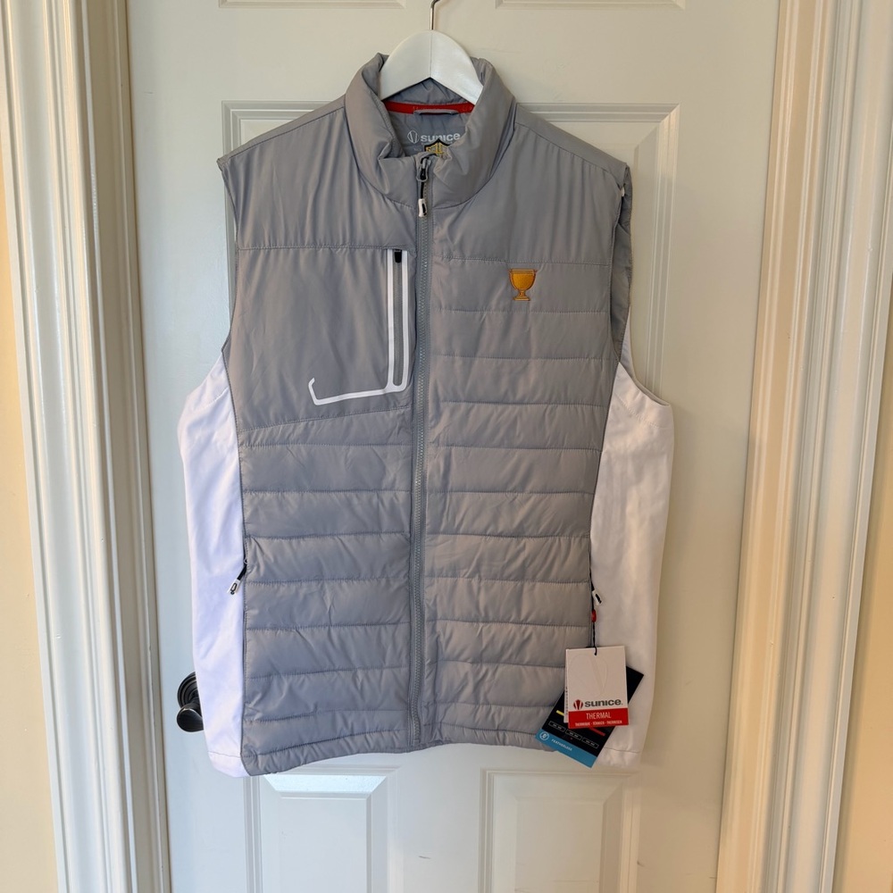 Nwt Sunice Presidents Cup Golf Light Gray Mens Puffer Vest